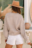 Parchment Cable Knit Sleeve Drop Shoulder Sweater