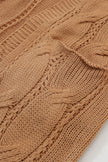 Khaki Ribbed Trim Eyelet Cable Knit Cardigan