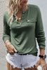 Mist Green Long Sleeve Snap Button Henley Top