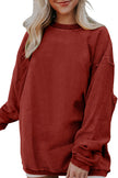 Racing Red Ribbed Corded Oversized Sweatshirt