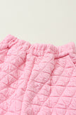 Pink Solid Quilted Pullover and Pants Outfit