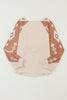 Apricot Western Print Patch Long Sleeve Top