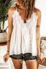 White Lace Splicing Ruffled V Neck Cami Top