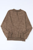 Brown Drop Shoulder Crew Neck Pullover Sweatshirt