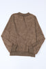 Brown Drop Shoulder Crew Neck Pullover Sweatshirt