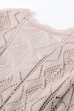 Khaki Hollow-out Openwork Knit Cardigan