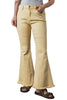 Khaki Raw Edge Mid Waist Flared Jeans