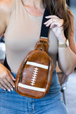 Brown Rugby PU Mini Crossbody Bag