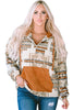 Beige Aztec Print Kangaroo Pocket Half-Zip Hoodie