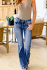 Sky Blue Slight Distressed Medium Wash Flare Jeans