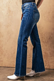 Sky Blue Medium Wash High Rise Flare Jeans