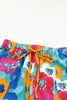 Multicolor Floral Print Drawstring Elastic Waist Casual Shorts