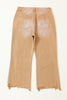 Brown Distressed Hollow-out High Waist Cropped Flare Jeans