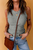 Solid Gray Round Neck Ribbed Tank Top