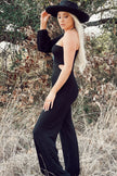 Black One-Shoulder Balloon Sleeve Cutout Jumpsuit