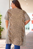 Plus Size Leopard Color Block Flowy Kimono