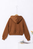 Brown Quarter Zip Kangaroo Pocket Hoodie