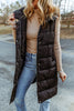 Black Hooded Long Quilted Vest Coat