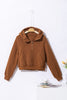 Brown Quarter Zip Kangaroo Pocket Hoodie