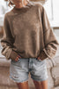 Brown Drop Shoulder Crew Neck Pullover Sweatshirt