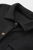 Black Retro Quilted Flap Pocket Button Shacket