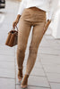 Khaki High Waist Faux Suede Skinny Leggings