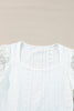 White Frenchy Contrast Lace Bishop Sleeve Bodysuit