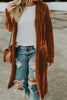 Brown Retro Velvet Long Sleeve Pocket Coat