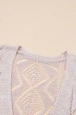 Khaki Hollow-out Openwork Knit Cardigan