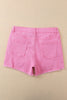 Rose Solid Color Distressed Denim Shorts