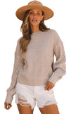 Parchment Cable Knit Sleeve Drop Shoulder Sweater