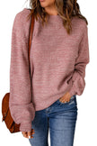 Pink Subtle Heather Knit Bishop Sleeve Sweater