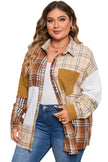 Golden Apricot Plus Size Plaid Patchwork Button up Shacket