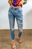 Light Blue Distressed Boyfriend Denim Pants