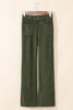 Green High Waist Square Pockets Corduroy Pants