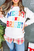 White Merry And Bright Cable Knit Pullover Sweatshirt