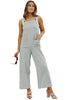 Gray Textured Wide Leg Overall with Pockets