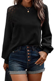 Black Lace Long Sleeve Textured Pullover