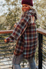 Fiery Red Plus Size Plaid Kangaroo Pocket Drawstring Hoodie