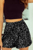 Black Sequin Straight Leg High Waist Casual Shorts