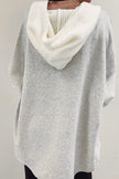 Gray Button Up Contrast Knitted Sleeves Hooded Jacket