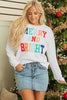 White Merry And Bright Cable Knit Pullover Sweatshirt