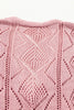 Pink Open Knit Button-Up Plus Size Cardigan