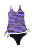 Purple Animal Stripes Lacing Tankini Swimsuit