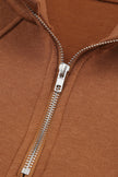 Brown Quarter Zip Kangaroo Pocket Hoodie