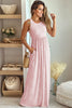 Pink Leopard Print Pocketed Sleeveless Maxi Dress