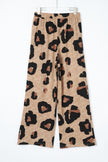 Leopard Drawstring Wide Leg Casual Pants