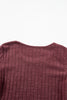 Mineral Red Ribbed Bishop Sleeve Round Neck Top