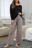 Long Sleeve Top and Leopard Print Pants Lounge Set