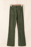 Green High Waist Square Pockets Corduroy Pants